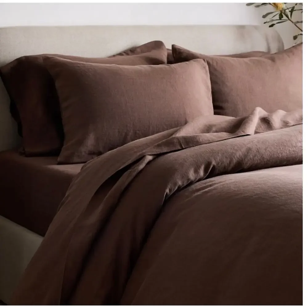 Quince European Linen Sham Set of two Standard 20X26 Espresso NWOT #38